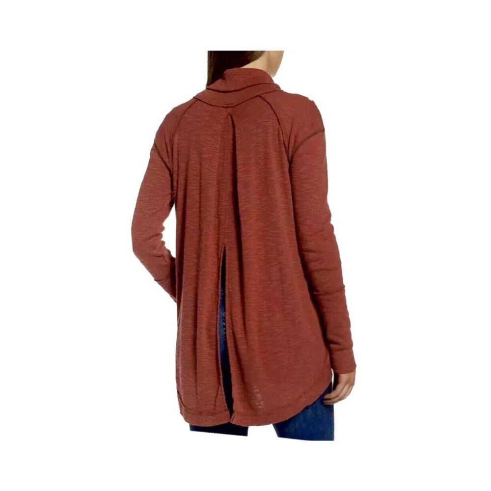 NWT Free People Small Red Orange Split Back Turtleneck Knit Top Tunic OB536113 - Picture 8 of 10